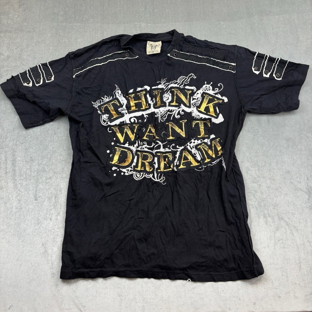 Black Label Think Want Dream Graphic T Shirt‎ Y2K Mens Size 3XL
